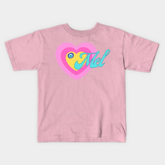Mel in Colorful Heart Illustration Kids T-Shirt by jetartdesign